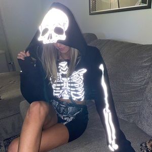 Dolls Kill reflective skeleton costume